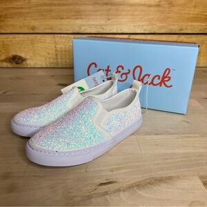 Cat & Jack Madigan Glitter Sparkle Slip On Sneaker NIB
